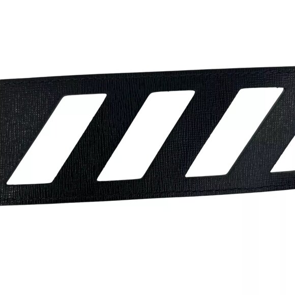 OFF-WHITE Virgil Abloh Black Leather Buckle Belt (Diagonal Stripe Camera Strap) - Picture 4 of 5